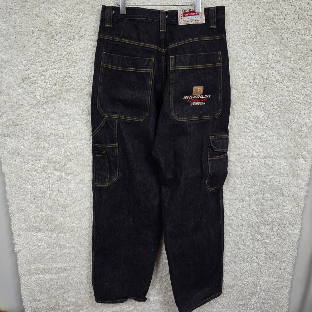 Brooklyn Xpress Cargo‎ Jeans Mens 34 (fits 30x33) Black Baggy Streetwear Y2K - Picture 5 of 15